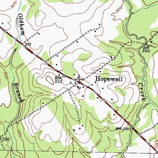 Topographic Map of Hopewell, TX