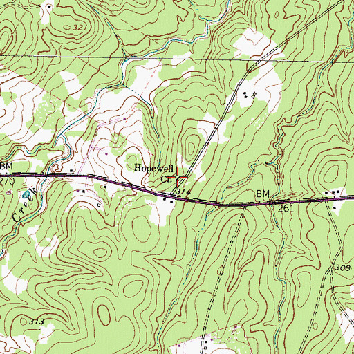 Topographic Map of Hopewell Church, TX