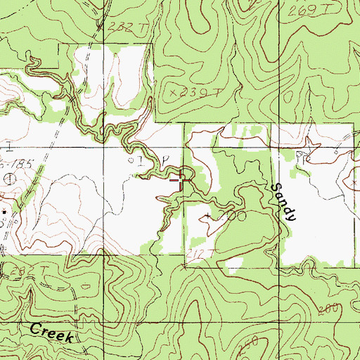 Topographic Map of Hornsby Creek, TX