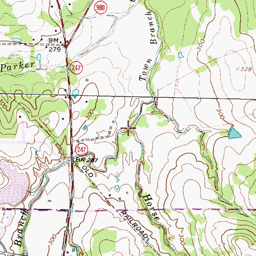 Topographic Map of Horse Branch, TX