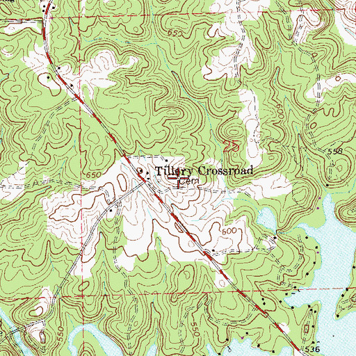 Topographic Map of John Calhoun Tillery Cemetery, AL
