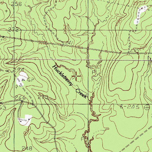 Topographic Map of Huckleberry Creek, TX