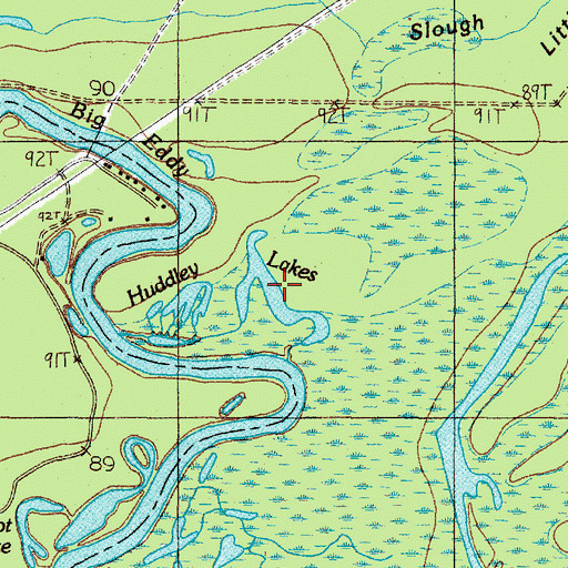 Topographic Map of Huddley Lakes, TX
