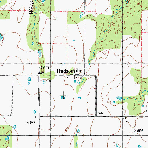 Topographic Map of Hudsonville, TX