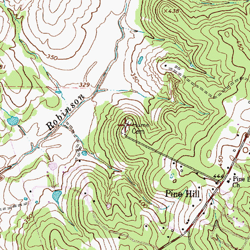 Topographic Map of Hume Cemetery, TX