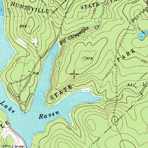 Topographic Map of Huntsville State Park, TX