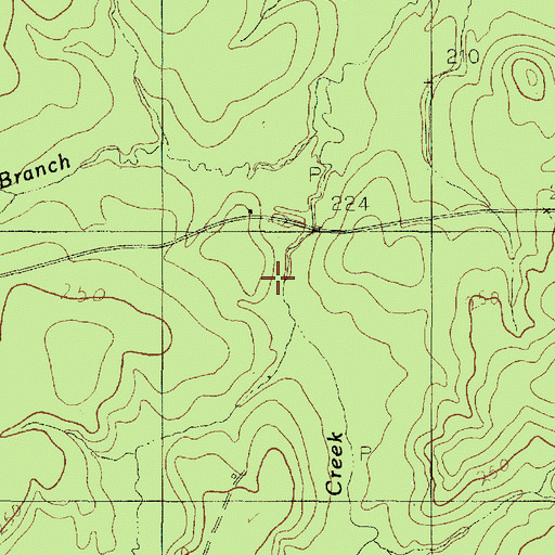 Topographic Map of Hurricane Creek, TX