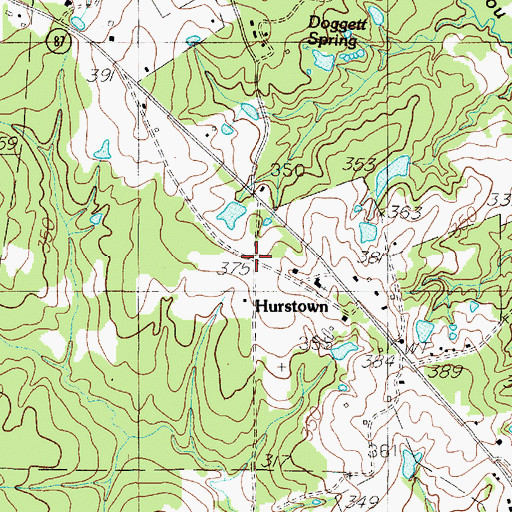 Topographic Map of Hurstown, TX