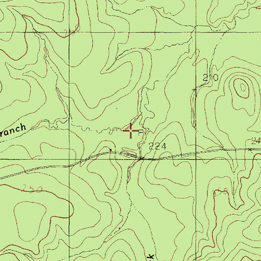 Topographic Map of Hyden Branch, TX