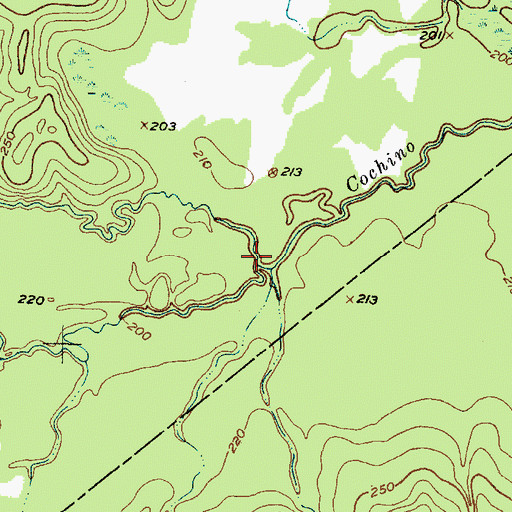 Topographic Map of Indian Creek, TX