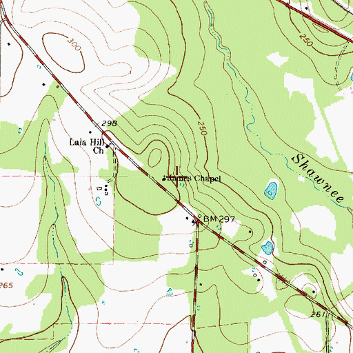 Topographic Map of James Chapel, TX