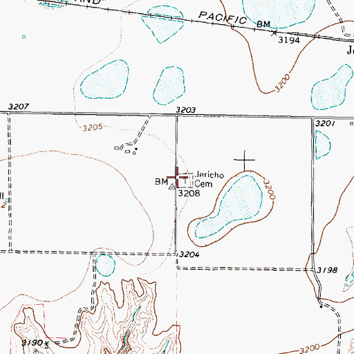 Topographic Map of Jericho Cemetery, TX
