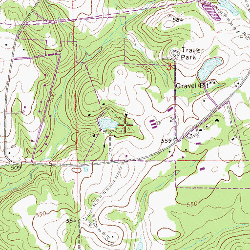 Topographic Map of Kuderna Acres, AL