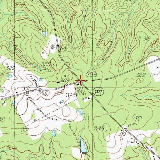 Topographic Map of Jordans Store, TX