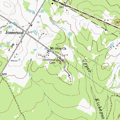 Topographic Map of Josserand Cemetery, TX
