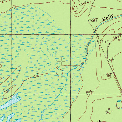 Topographic Map of Kelly Branch, TX