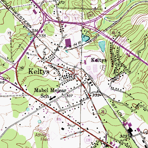 Topographic Map of Keltys, TX