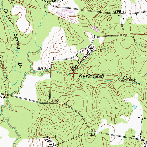 Topographic Map of Kurkindoll Creek, TX