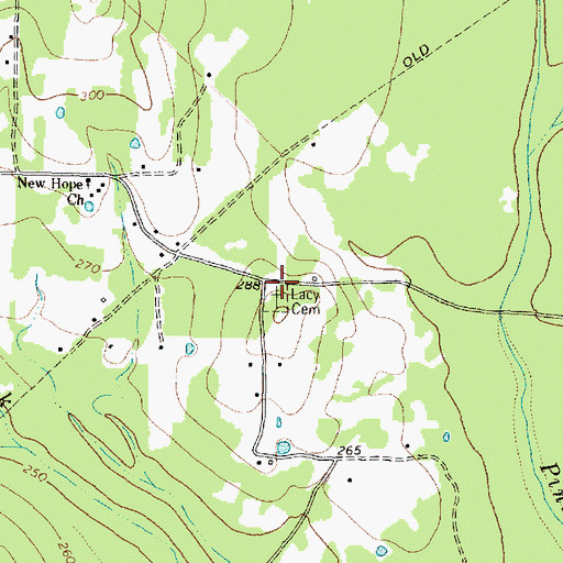 Topographic Map of Lacy Cemetery, TX