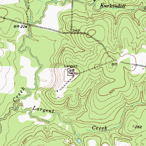 Topographic Map of Largent Cemetery, TX