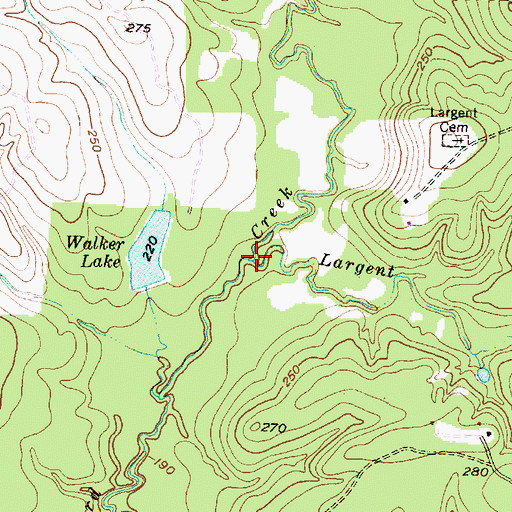Topographic Map of Largent Creek, TX