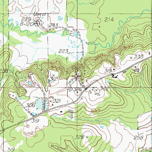 Topographic Map of Latham Cemetery, TX