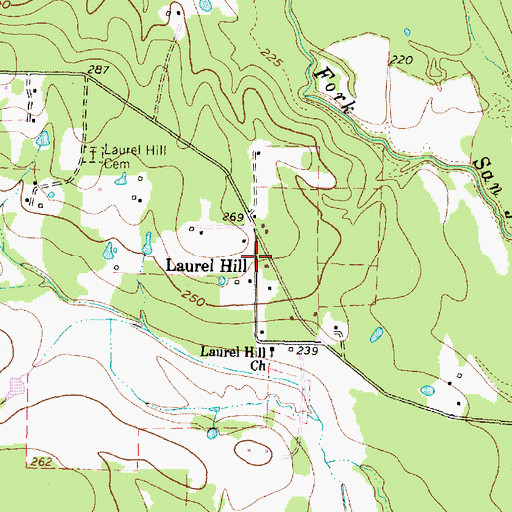Topographic Map of Laurel Hill, TX