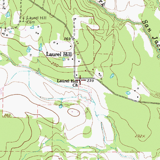 Topographic Map of Laurel Hill Church, TX