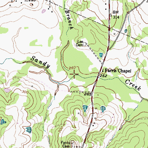 Topographic Map of Lee Branch, TX