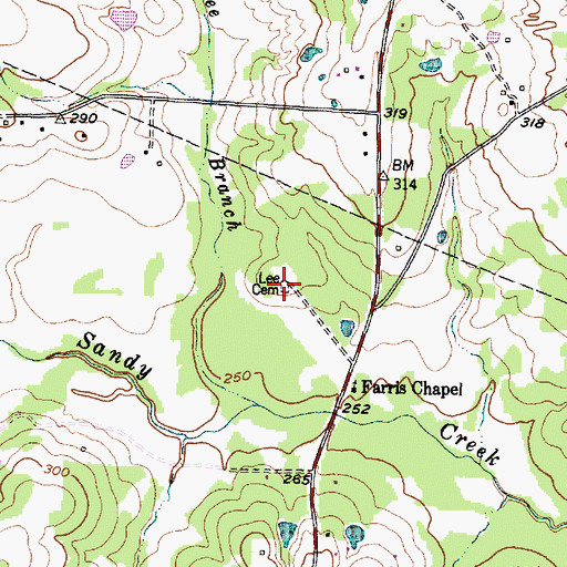 Topographic Map of Lee Cemetery, TX