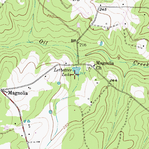 Topographic Map of Letbetter Lake, TX