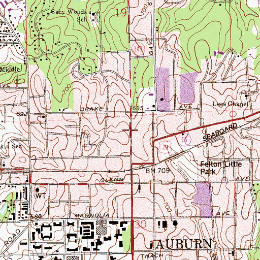 Topographic Map of Lee County High School (historical), AL