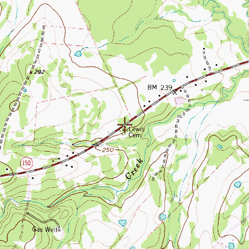 Topographic Map of Lewis Cemetery, TX