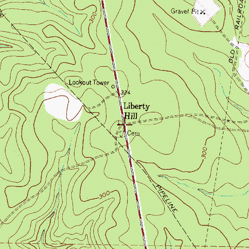 Topographic Map of Liberty Hill, TX