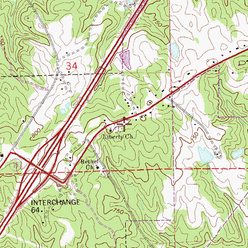 Topographic Map of Liberty Cemetery, AL