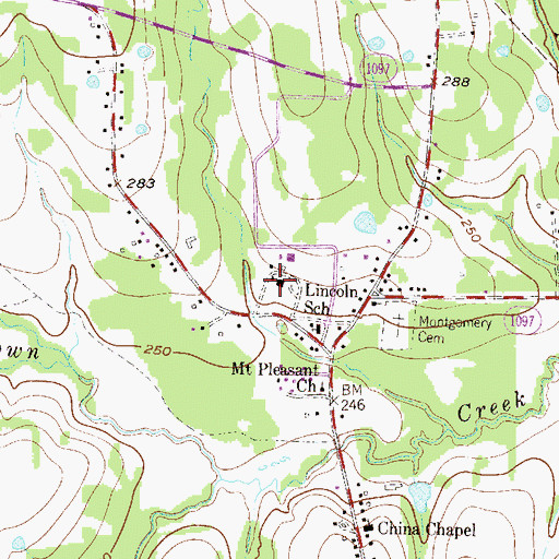 Topographic Map of Lincoln School, TX