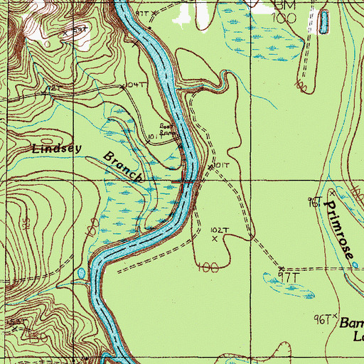 Topographic Map of Lindsey Branch, TX