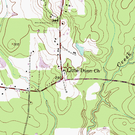 Topographic Map of Little Dunn Church, TX