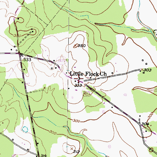 Topographic Map of Little Flock Church, TX