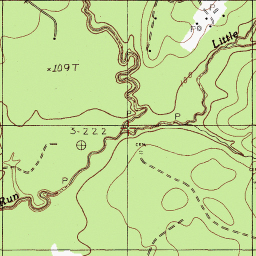 Topographic Map of Little Walnut Run, TX