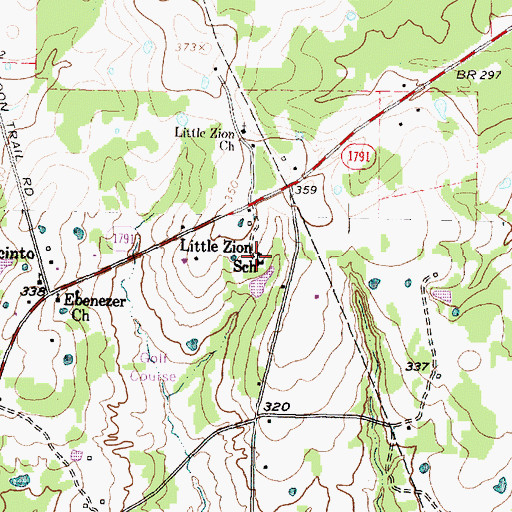 Topographic Map of Little Zion School, TX