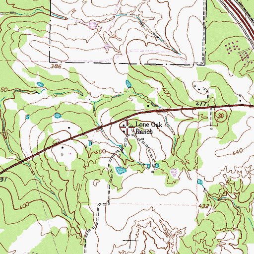 Topographic Map of Lone Oak Ranch, TX