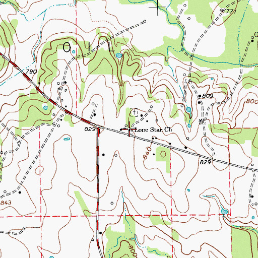 Topographic Map of Lone Star Church, TX