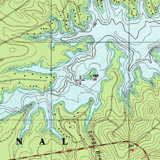 Topographic Map of Long Branch, TX