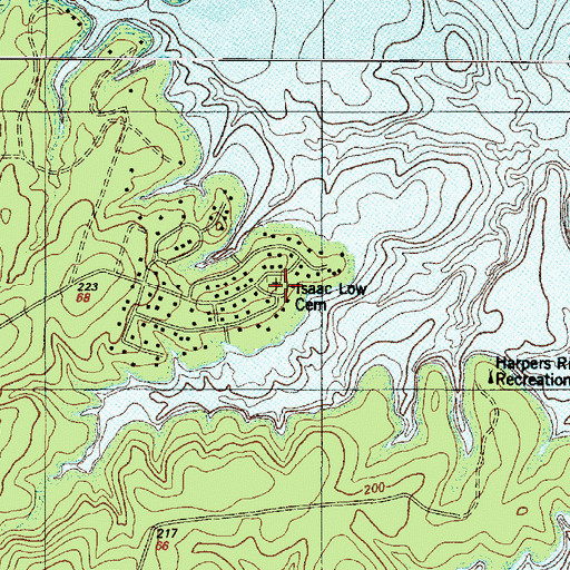 Topographic Map of Isaac Low Cemetery, TX