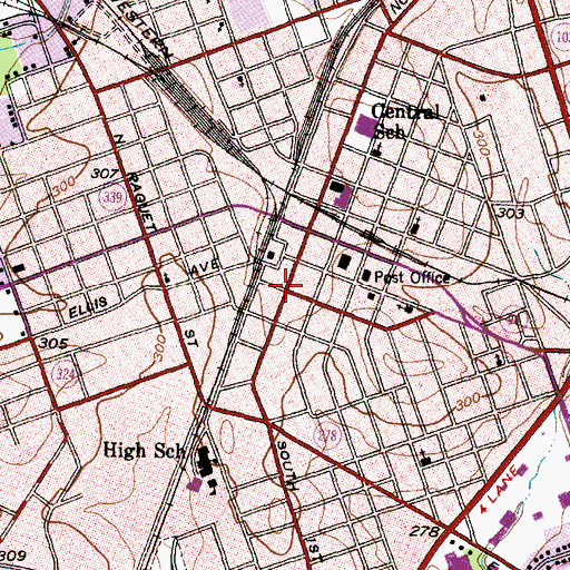 Topographic Map of Lufkin, TX