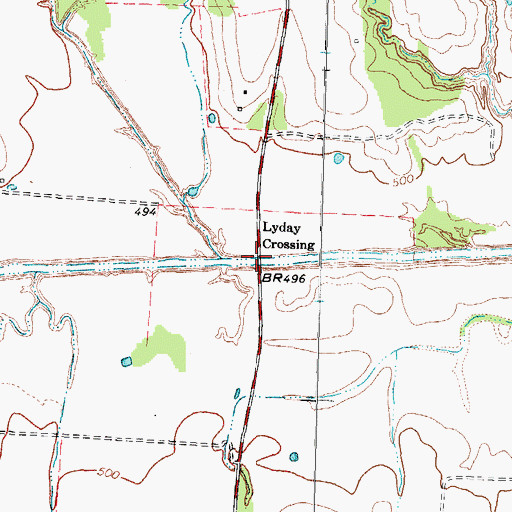 Topographic Map of Lyday Crossing, TX