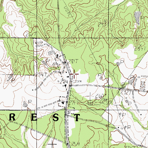 Topographic Map of Lydia Church, TX