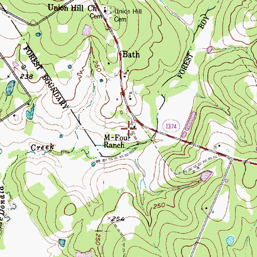 Topographic Map of M-Four Ranch, TX
