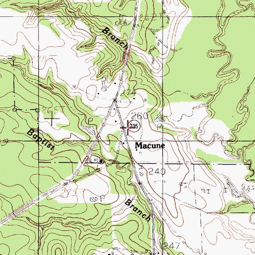 Topographic Map of Macune, TX